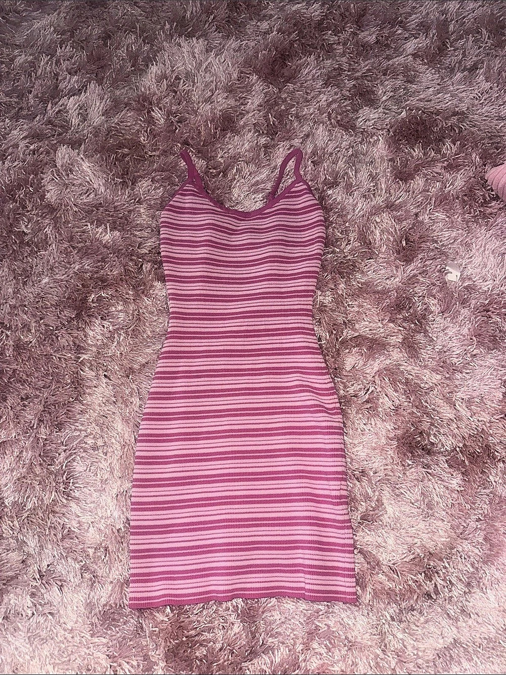 White fox Pink & White Striped Mini Dress